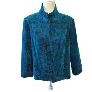 Dressbarn Woman's Size Large Teal Color Textured Lt. Weight Unlined Jacket R8